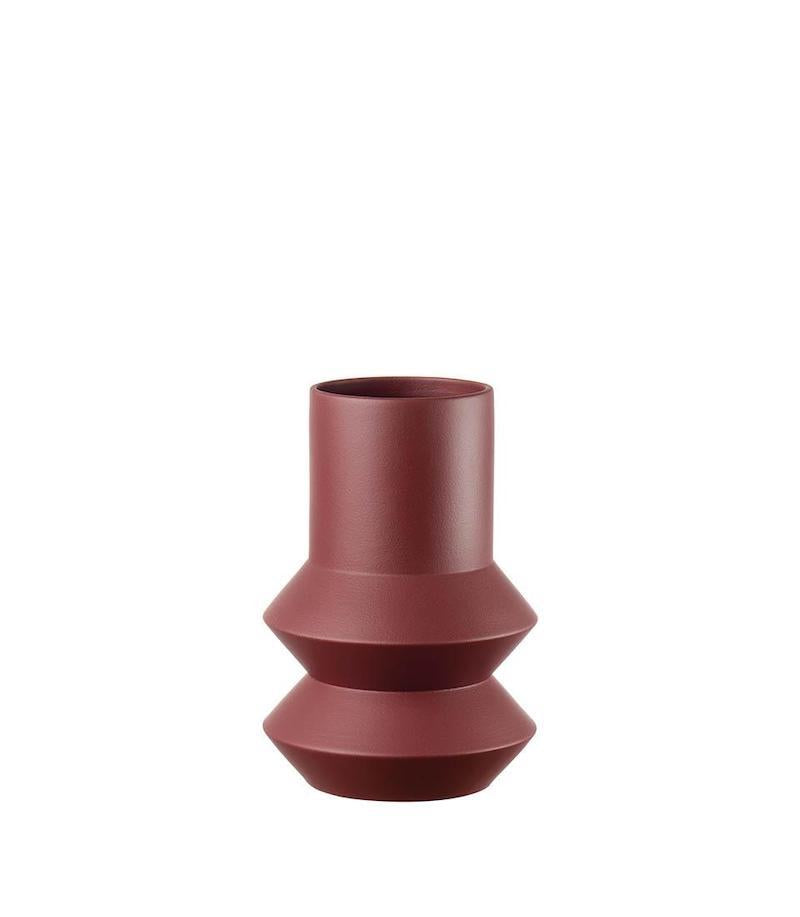 Vaso basso rosso in ceramica